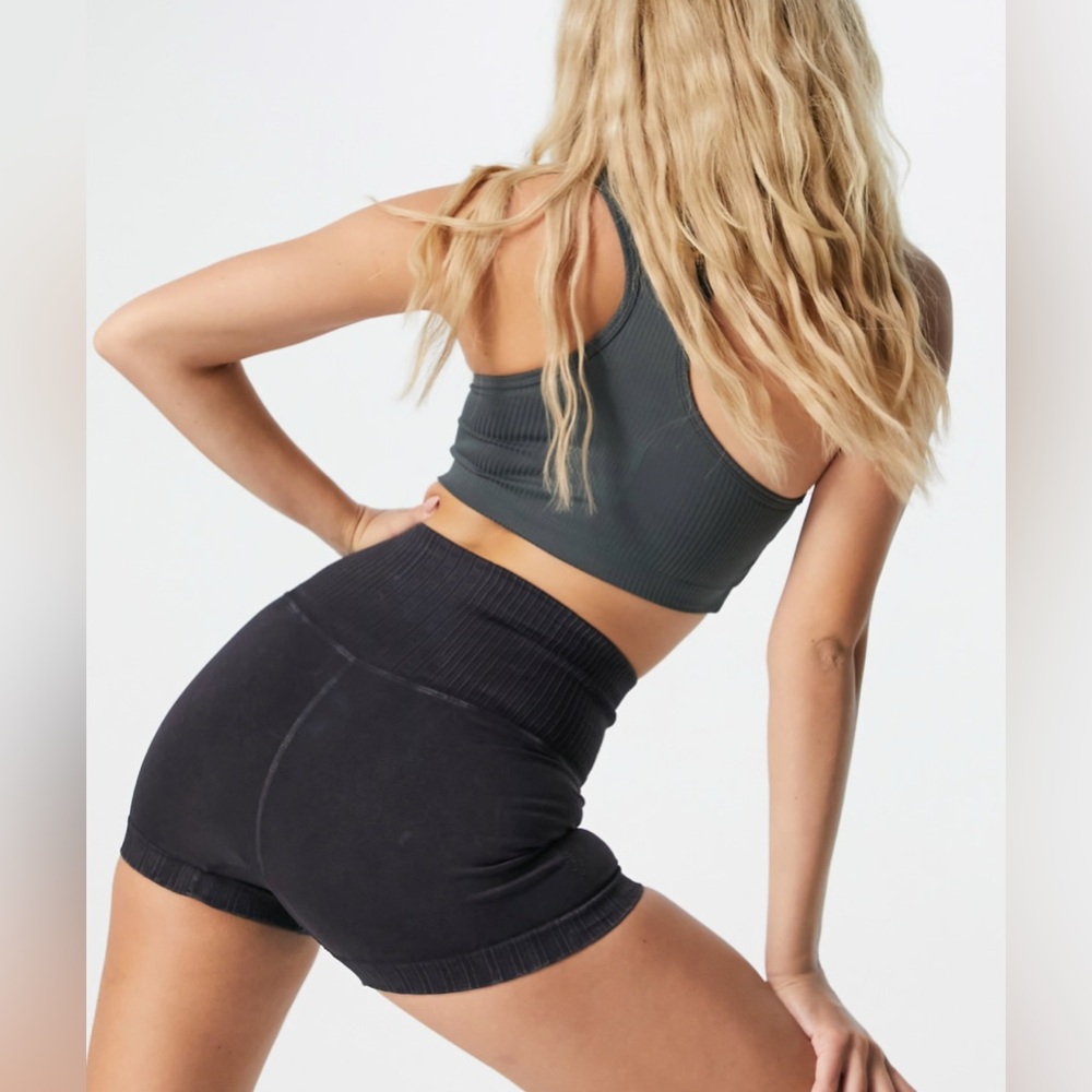 Free People Movement Good Karma Running Shorts in Washed Black - Size M/L - Picture 8 of 15